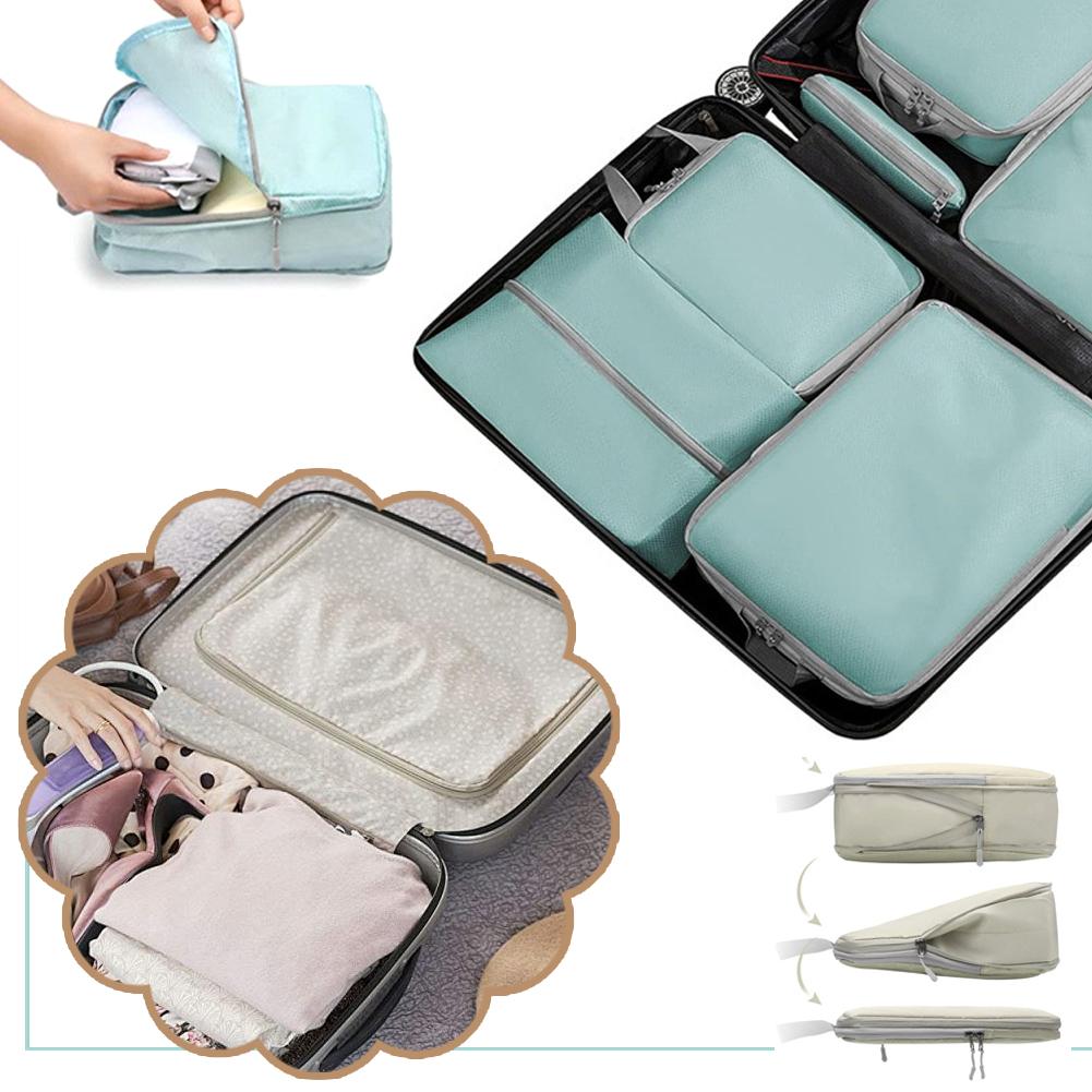 Cubi Organizzatori Compressione per Viaggio, Borsa Organizer per Bagaglio Cubi Organizzatori Espandibili Compressibili per Bagaglio a Mano Tr B9K3