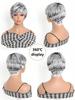 Perruque courte argentée grise dégradée de 4 pouces pour femme avec frange pour usage quotidien et fête(Gris Mix Noir)