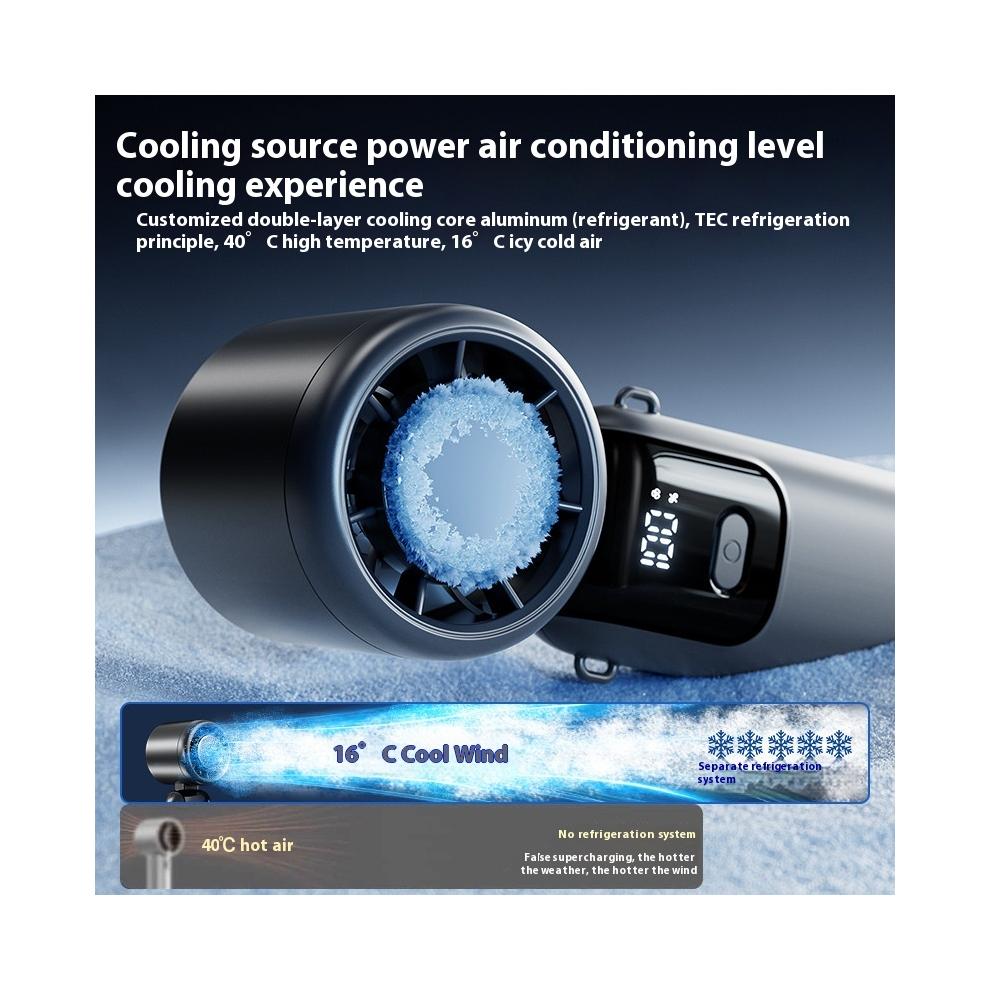 Cooling Handheld Fan High Speed Violent Fan Folding Neck Hanging Turbine Ice Compress Small Handheld Fan