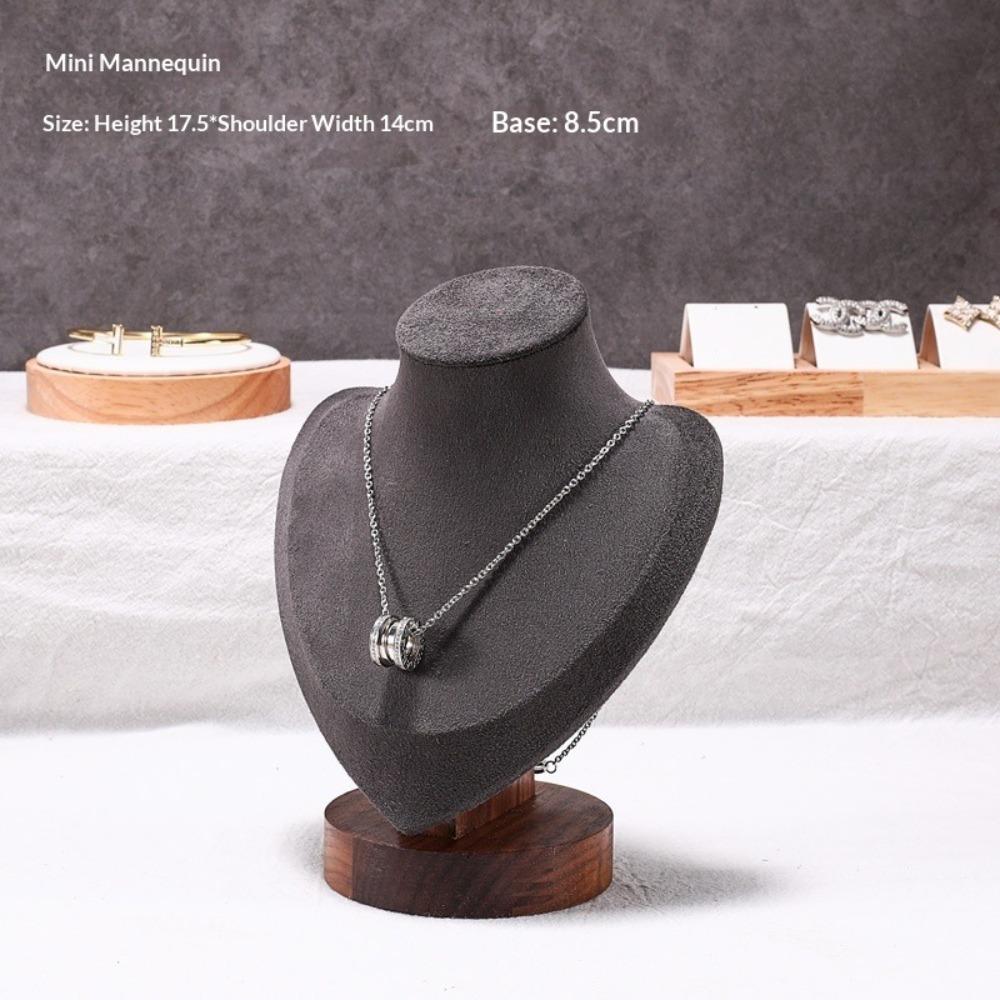 Walnut Portrait Neck Display Stand Neck Mold Necklace Model Stand Jewelry Display Stand Pendant Hanger Window Props