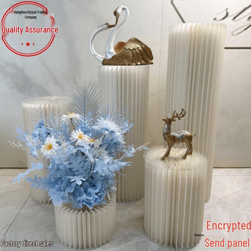 Folding Cylinder Dessert Table Columns: Origami Roman Columns & Round Display Cake Stand for Weddings and Birthdays