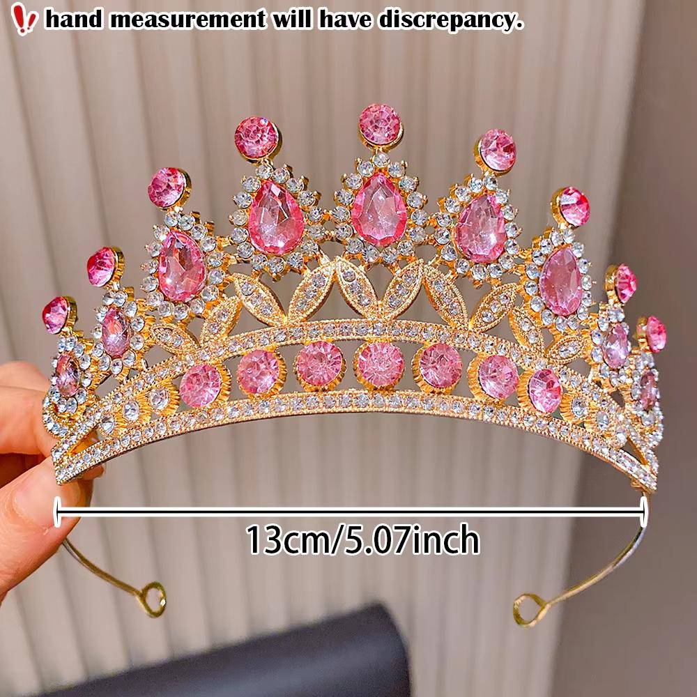 Fashionable Multi-Color Crown Princess Crystal Tiara Hair Accessories Birthday Gift for Girls Photography Party Stage Crown