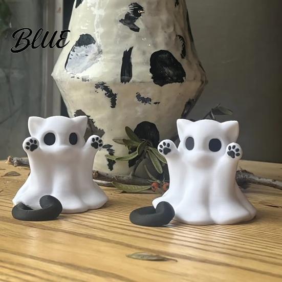 White Ghost Cat Ornament Figure 3D Printed Decorative Ornament