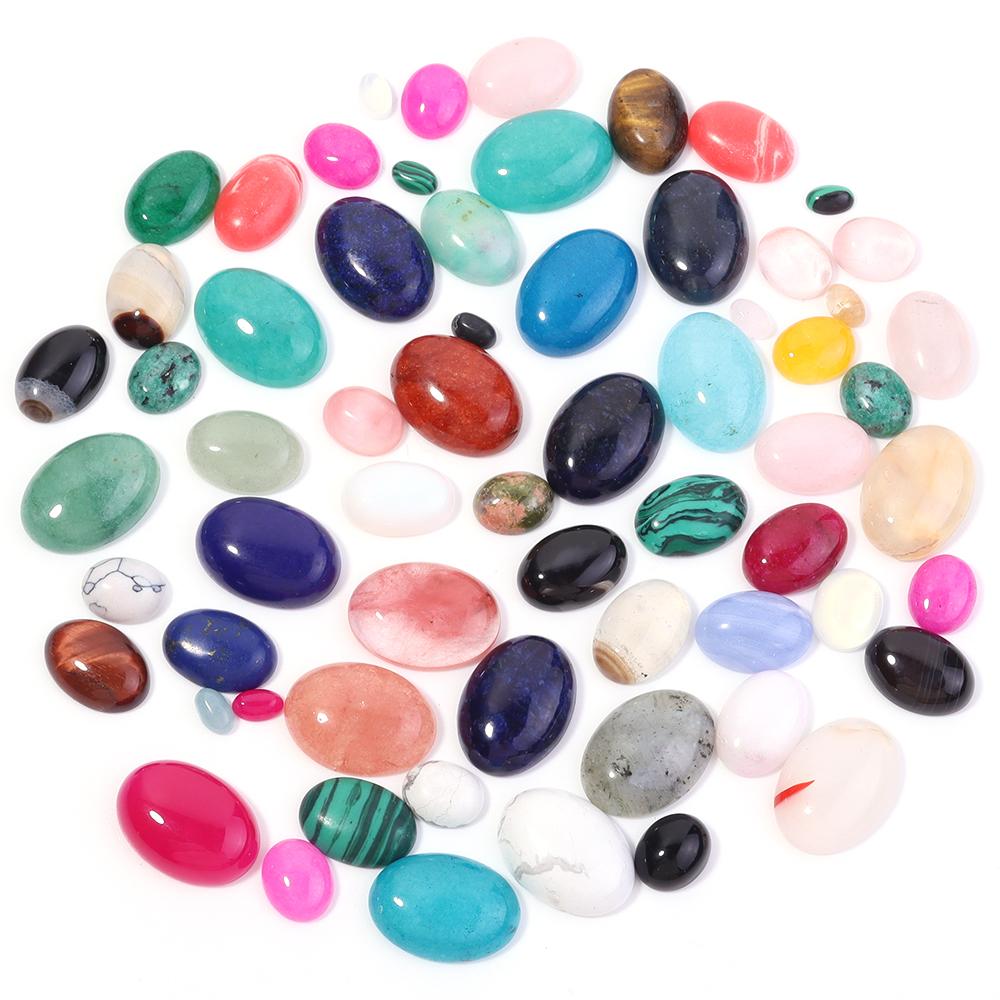 5/10 Pièces/Paquet Cabochon Pierre Naturelle Agate Ovale Lapis Œil de Tigre Perles Libres Dos Plat Cabochon Camée Entretoises Pour la Fabrication de Bijoux