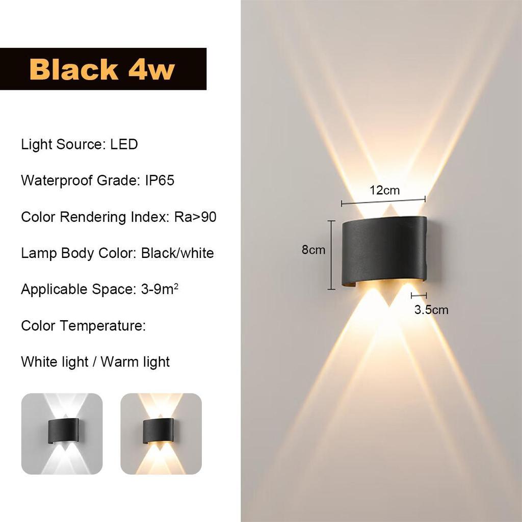 Wall Lamp 2w 4w 6w 8w Exterior Black Waterproof External Outdoor Lamps 110v/220v Led White Wall Mounted Up Down Light Warm White