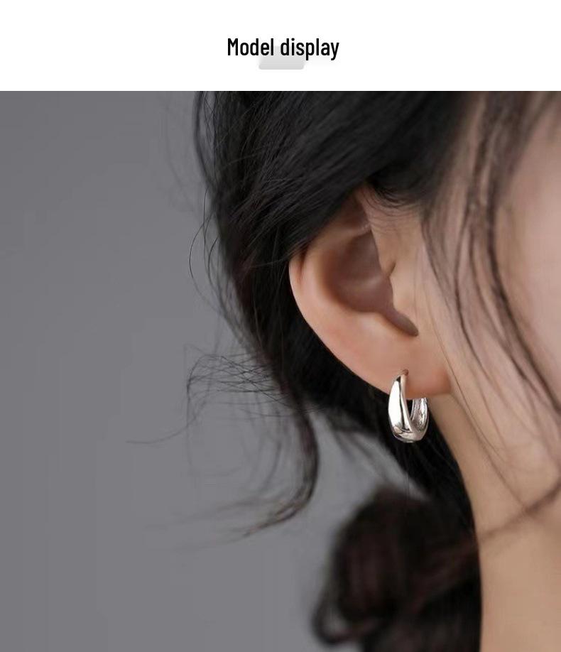 Sterling Silver Polished Circle Hoop Earrings: Minimalist High-End Round Ear Cuffs for Women