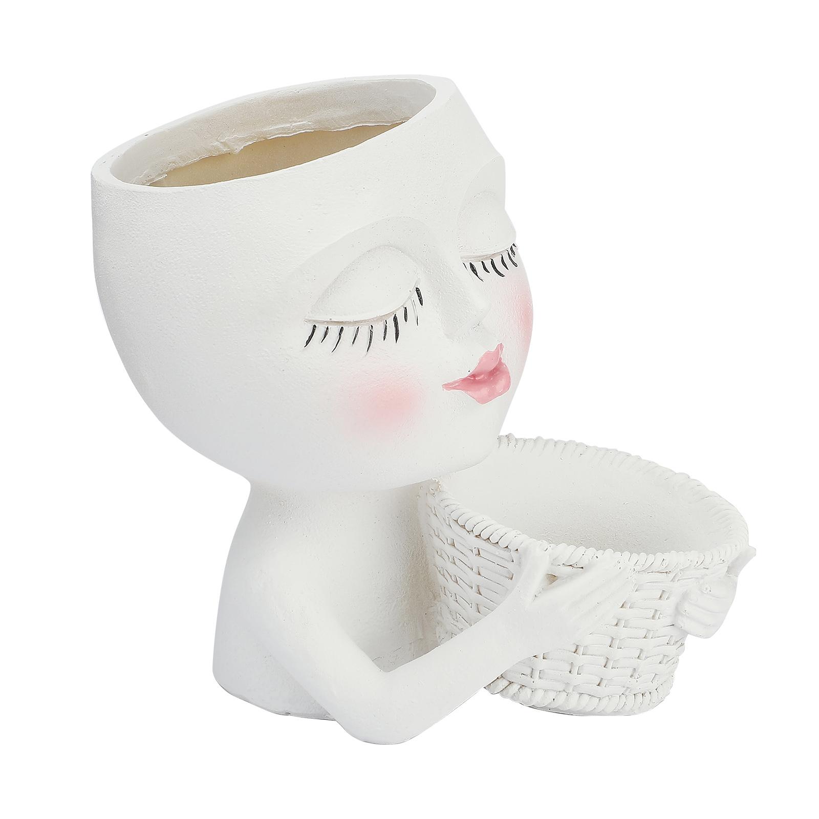 

Mannequin Flower Pot Resin Creative Double Flower Pot Face Flower Pot