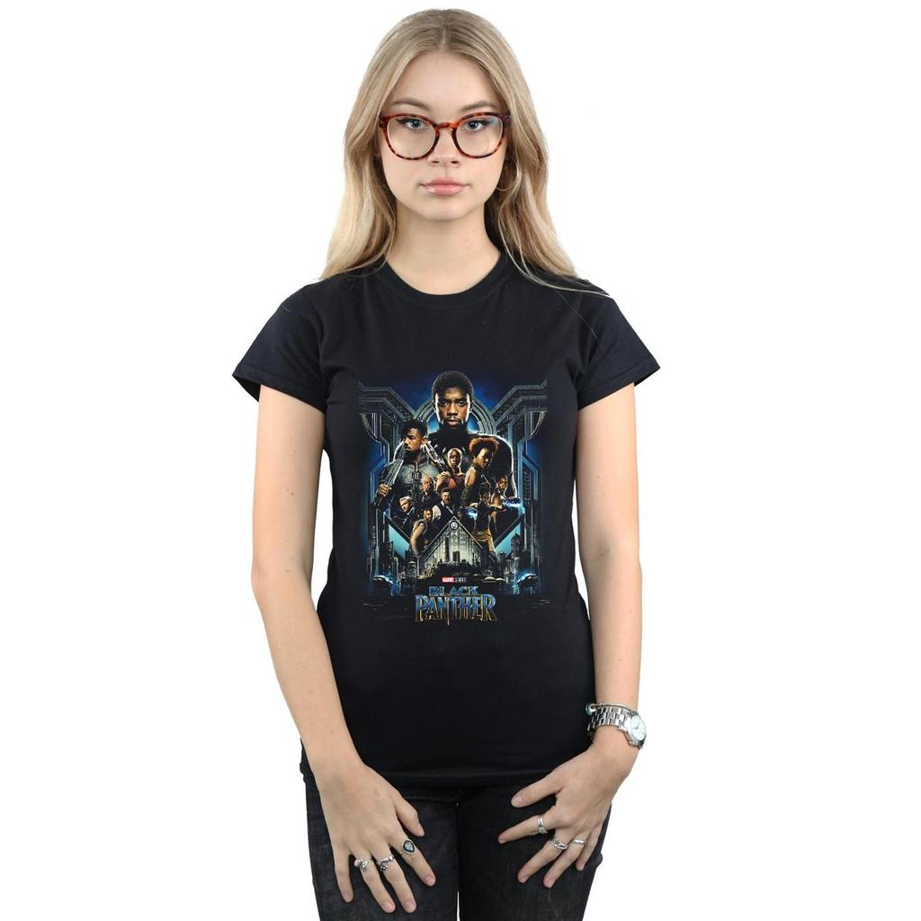 Marvel Womens/Ladies Black Panther Movie Poster Cotton T-Shirt