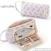 Astuccio Angoo a Righe Semplici Porta Penne Borsa con Apertura Frontale Manico Laterale Pochette Organizer per Cancelleria Scuola
