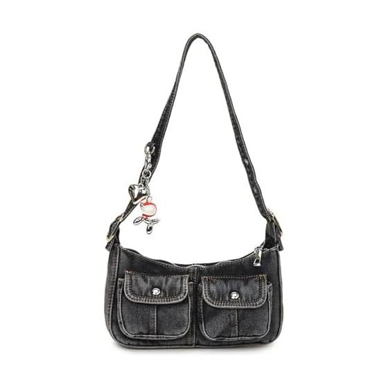 

[SLOW & MELLOW] Women s Denim Bag Shoulder Denim Fabric Jeans Casual Cute Compact Bag Pouch Crossbody Pocket Lightweight 2 Colors