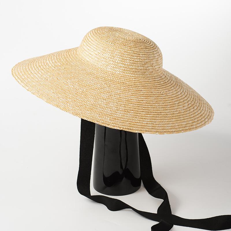 

202504-HH5076A ins chic summer Sunscreen British minimalism natural straw model holiday lady sun cap women leisure hat One Size бежевий