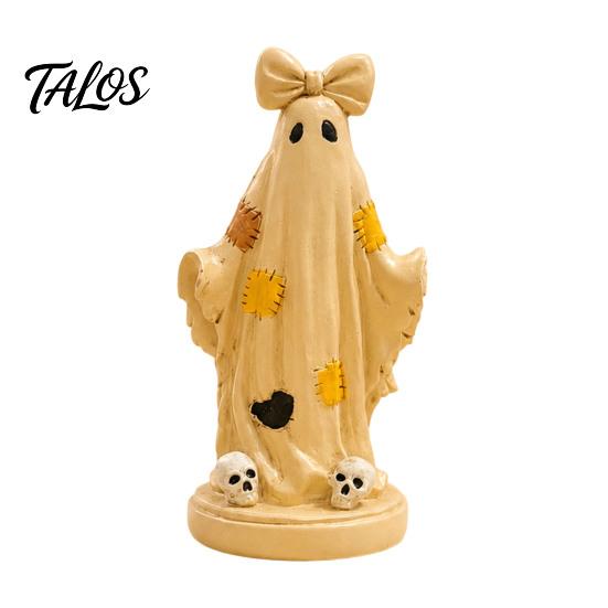 Kreative Feiertagsdekoration Halloween Patchwork Geist/Kürbismann Statue Ornament, Harz Desktop Figur, Gruselige Wohnaccessoires Niedliche Skulptur
