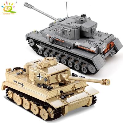 Militärischer deutscher Tiger-Panzer, klassische Modellbausteine ​​mit 2 Soldaten-Steinen aus dem 2. Weltkrieg, Konstruktionsspielzeug für Kinder