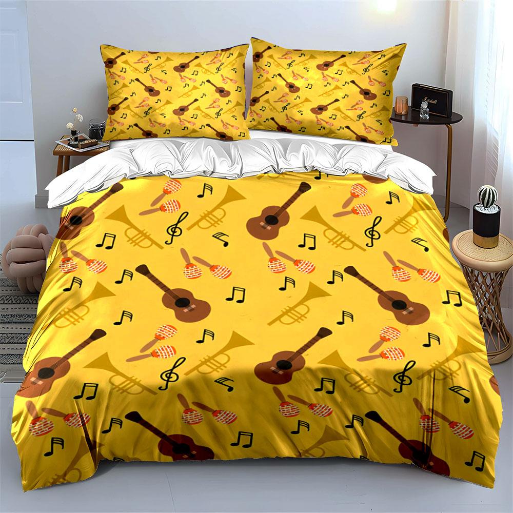 Guitars, Trumpets, Music Notes. Bedding Sets Duvet Cover Sets Duvet Covers Pillowcases(1 * Duvet Cover 2 * Pillowcases Without Duvet Insert)