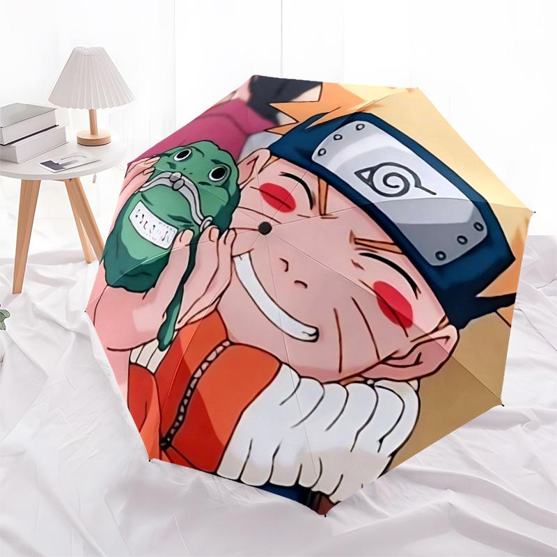 1pc Naruto Automatic Umbrella - 8-Rib Portable Folding Black Iron Frame for Outdoor, Beach, Travel 0905179