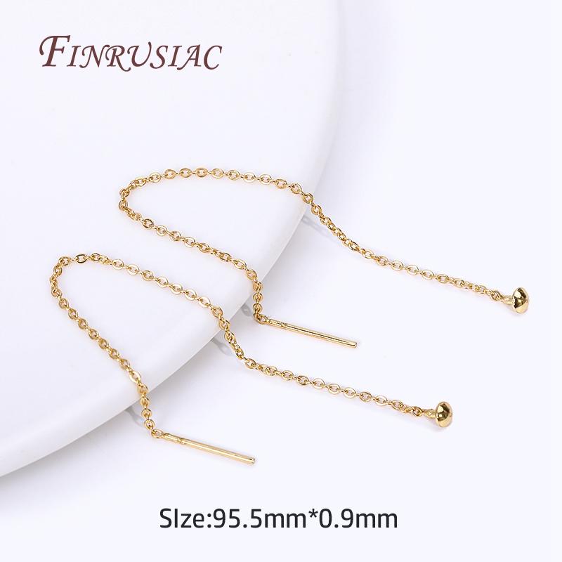 Brass Thin Chain Ear Wire For Earrings Making Findings Trendy 18K Gold Plated Long Tassel Earwire DIY Fashion Jewelry For Women