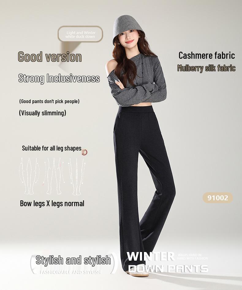 Jesienne damskie wyszczuplające spodnie z kaszmiru z rozszerzanymi nogawkami: Wszechstronny, Wysokiej Klasy Styl Drapowania
