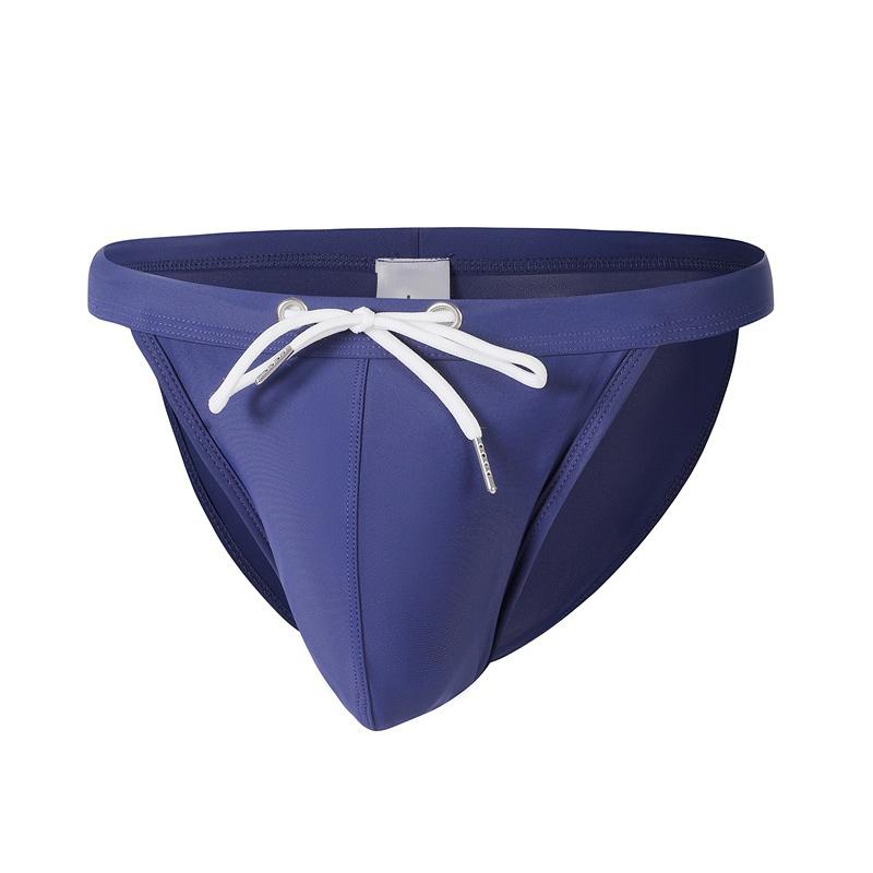 Men's Summer Dressing Drawstring Sexy Solid Color Comfortable Fabric Swimming Trunks Beach Swimsuit Triangle Swimsuit