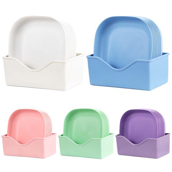 10 ks Talíř na odkládání kostí s podstavcem Sušený čtvercový talíř na ovoce a svačinu Plastový organizér na kosti na jídelní stůl Talíř na odpadky