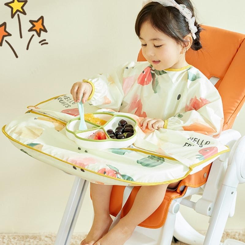 Śliniaki dla maluchów z długim rękawem, pełne ubranko ochronne, śliniaki niemowlęce z rękawami, ulepszenia dla dziecka