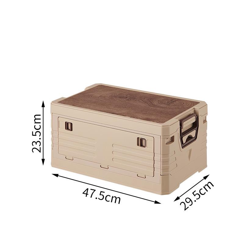 Baulone Pieghevole da Esterno con Coperchio in Legno per Campeggio e Picnic