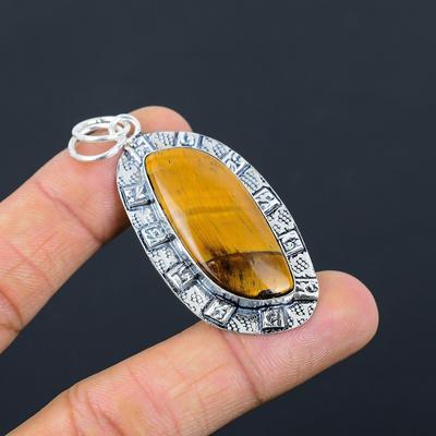 Friendship Day Sale Tiger Eye Gemstone 925 Silver Birthday Wife Pendant Jewelry