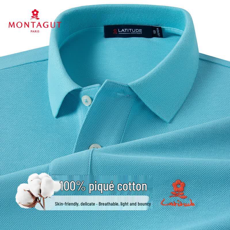 MONTAGUT Men s Ice-Cool Cotton Embroidered Polo Shirt 3XL