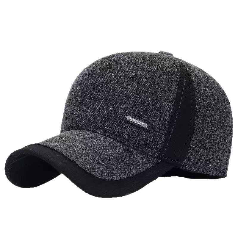 Hat Men's Fleece Warm Winter Dad Grandpa Head Ear Protector Old Peaked Cap Baseball Cap