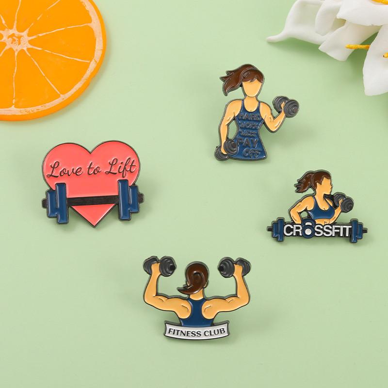 Fitness Adorable Series Brooch Featuring Heart Girl Unique Alloy Enamel Pin