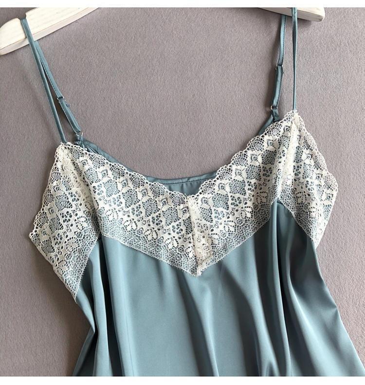 Pajama set, women's ice silk thin style with chest pad suspender shorts, two new lace can be worn outside loungewear