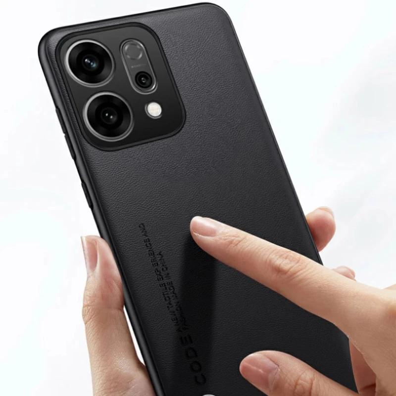 For Reno 14 Pro 5G Reno14 Plain PU Leather Phone Case For OPPO Reno 14Pro Matte Cover Silicone Shockproof Soft Edge Back Cover