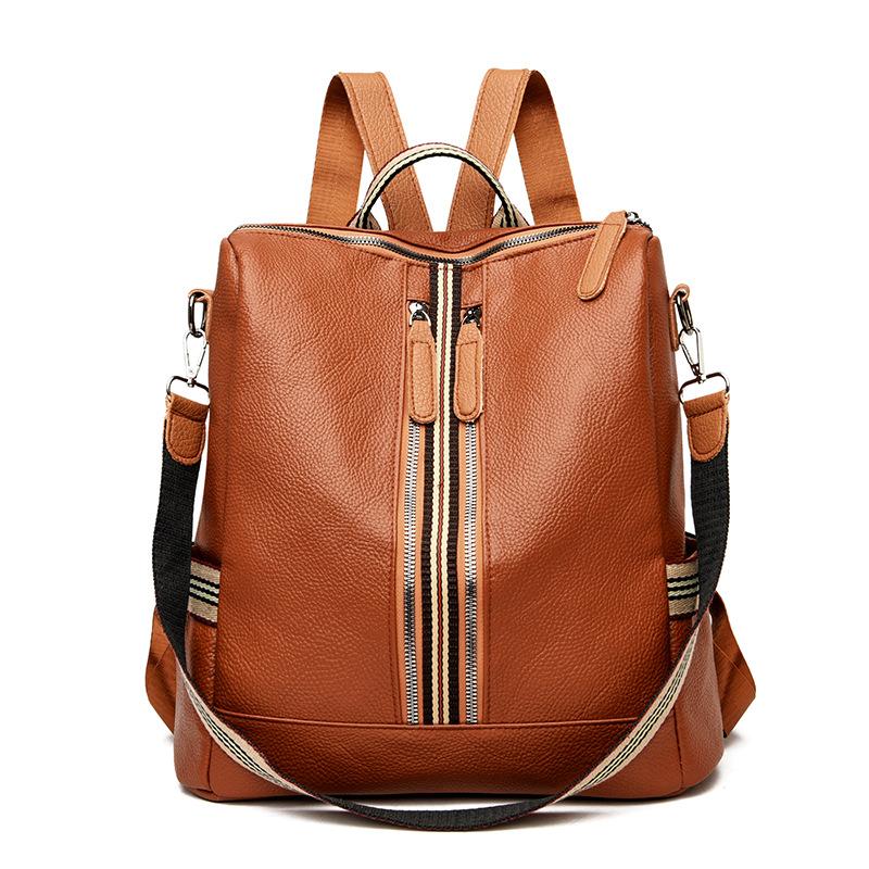 New Casual Travel Women's Backpack Retro Soft Leather High Women's Backpack Large Capacity Single-shoulder Backpack
