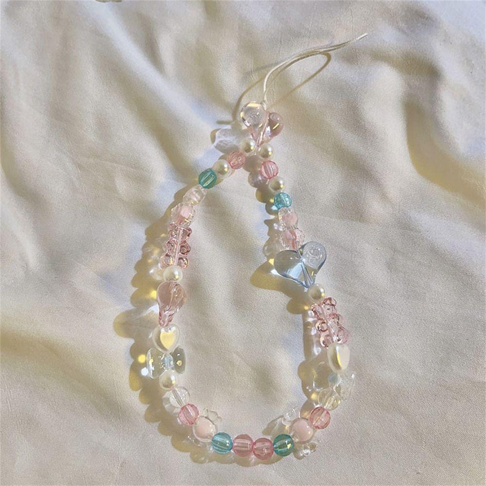 Sweet Girls Beaded Phone Strap Crystal Bracelet Cellphone Chain  Trendy Pendant 03