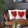 Valentines Pillow Covers 18X18 Set Of 2 Red Heart Valentine'S Day Throw Pillowcases Home Decor Cushion Covers For Couch Sofa Bed
