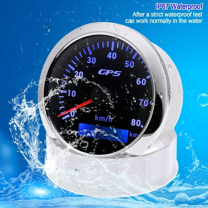 HD 85mm GPS Speedometer 0-80Km/H Speed Odometer Gauge 7 Colors Backlight for Marine Boat Car Truck 85mm Diam Holder(Option)