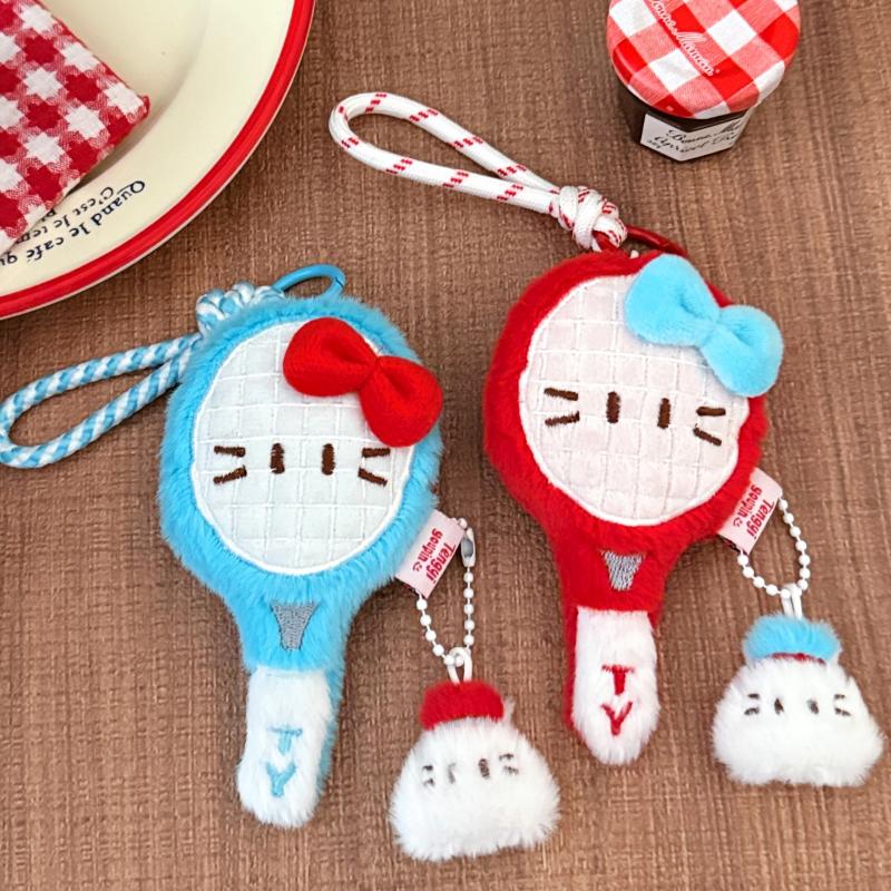 Cute Cartoon Badminton Racket Doll Pendant Keychain Kawaii Simulation Filled Doll Backpack Decoration Pendant Accessories Gift