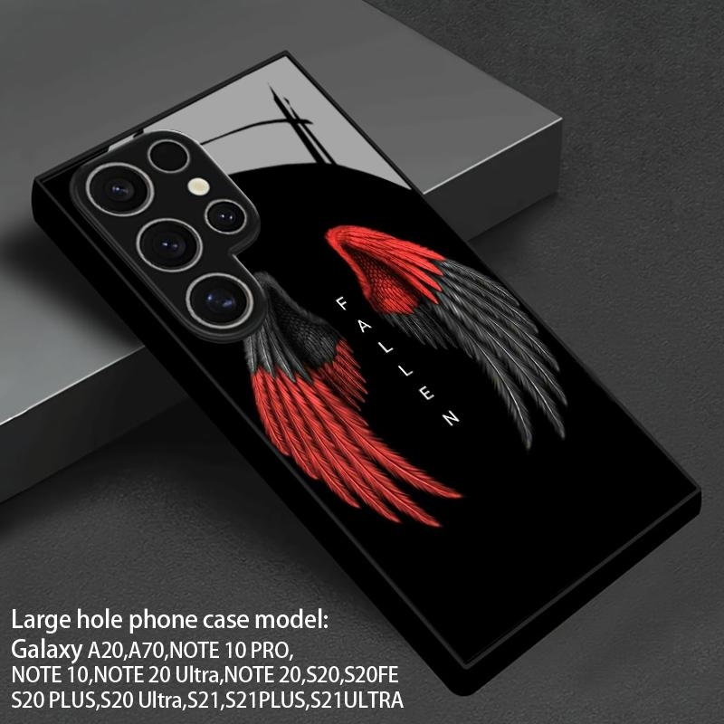 Fallen Angel Wing Pattern 2D Phone Case for Samsung S26 S25 S24 S23 S22 S21 S20 A56 A36 A16 - Glass Protective Cover