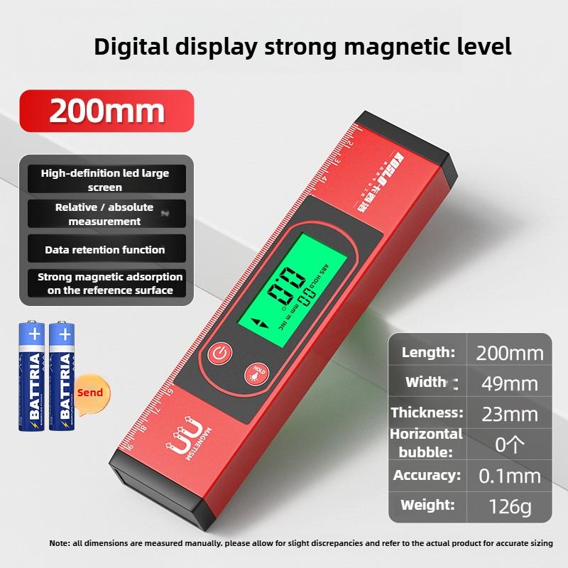 High Precision Level Ruler Digital Magnetic Spirit Level Aluminum Alloy Vertical Horizontal Measuring Ruler Portable Work Tools