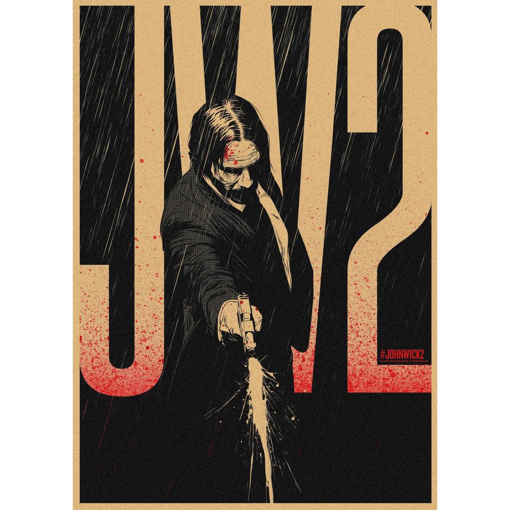 John Wick Snelheidsachtervolging Retro Muurposter - Keanu Reeves Kraft Art 257