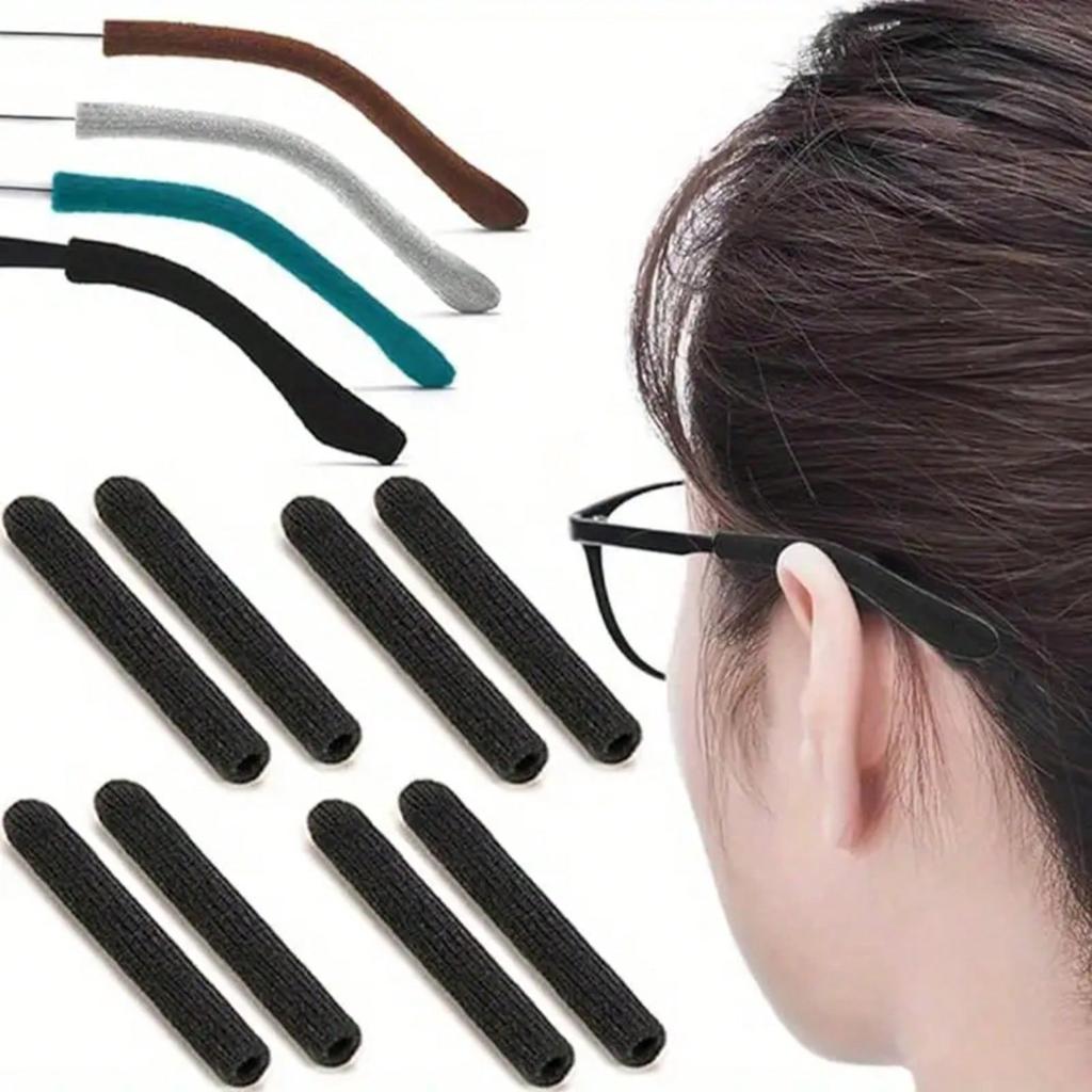 Upgraded Soft Glasses Ear Pads, Non-Slip Knitted Glasses Clips, Comfortable Glasses Sleeves, Glasses Ear Pads And Non-Slip Rear Glasses Clips