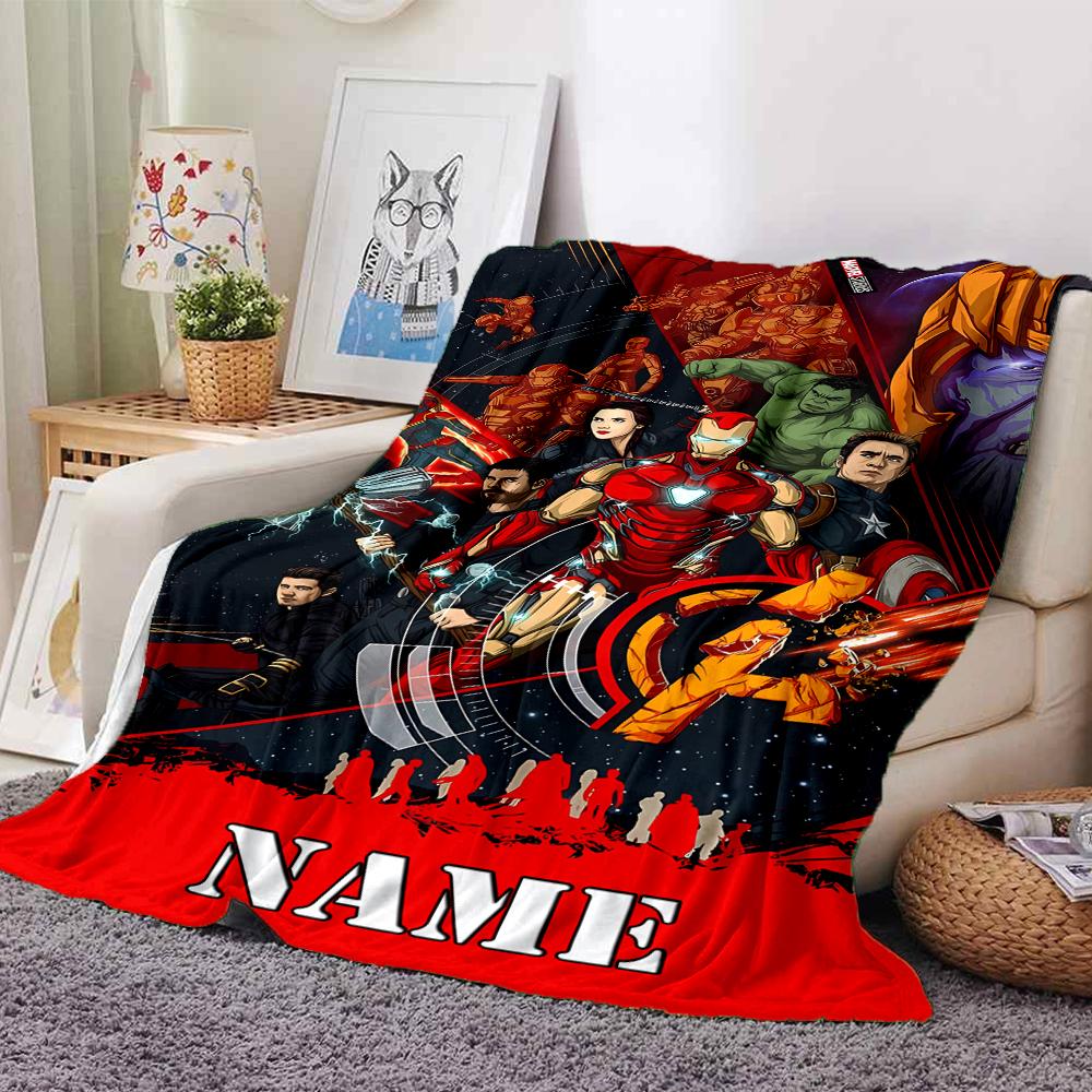 Customiz Name Personality The Avengers Blanket Soft &Warm Sofa Office Bed Travel Lunch Break Blanket, Gift Suitable All Seasons