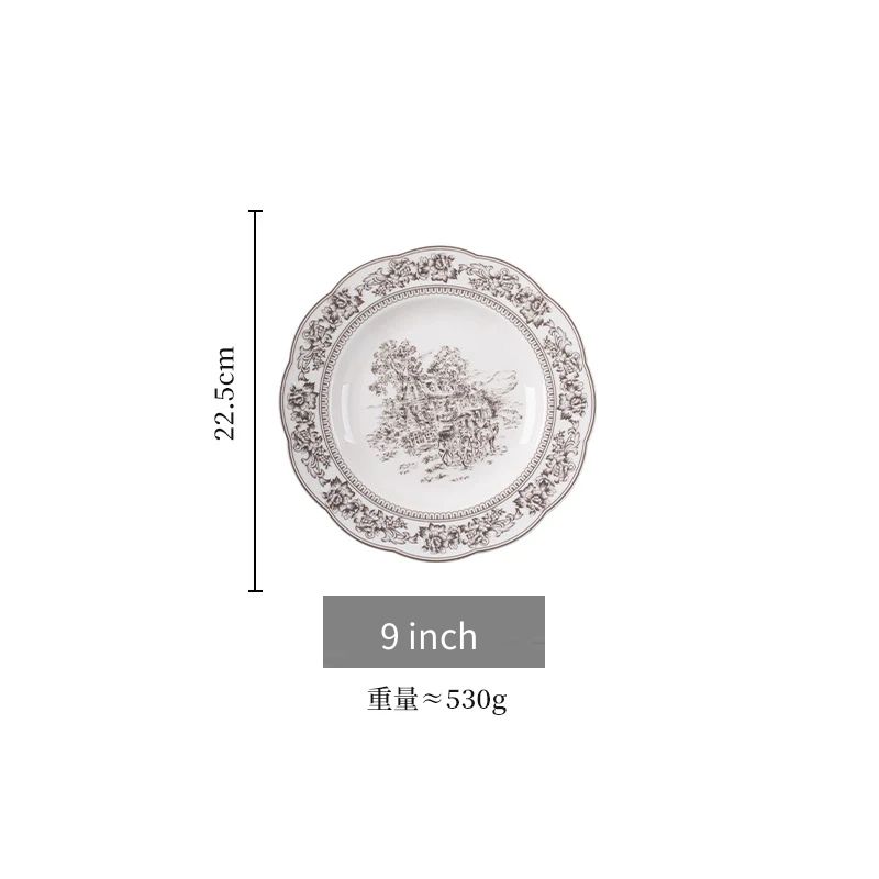 

Винтажная серая керамическая тарелка в европейском стиле блюда западной кухни обеденные тарелки блюдо для торта десерта предметы домашнего искусства столовая посуда