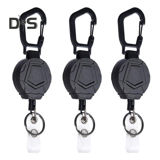 

1/2/3 шт. выдвижной брелок стальной шнур прочный держатель значка пружинный механизм многоцелевой зажим карабин 3pcs чёрный