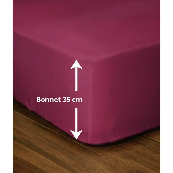 Drap-housse - LOVELY HOME - LH71607 - 180x200+35 cm - Fuchsia