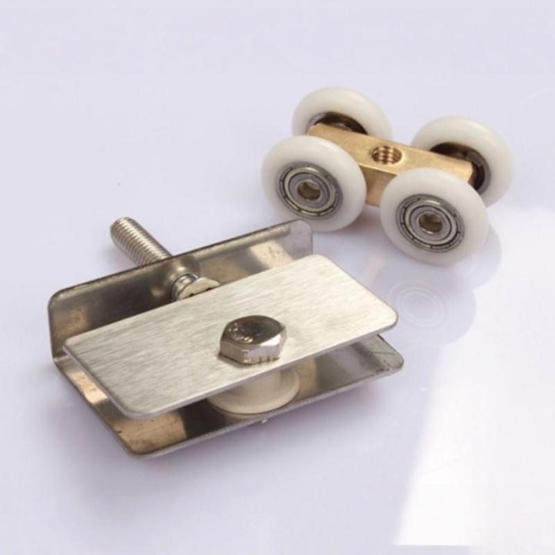 1/4Pcs Noise Reduction Shower Room Glass Wood Door With Clips Screw Sliding Door Pulley Roller Full Copper Bearing