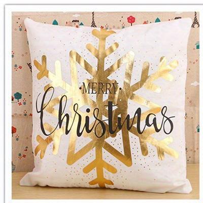Short Plush Material Pillowcasehome Decor Merry Christmas Snowflake & Dot Decorative Pillow Pattern Cushion Cover Suitable For S