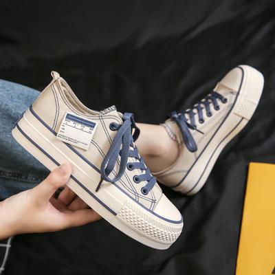Pantofi de pânză cu platformă casual nou coreeană de culoare solidă, fată de primăvară