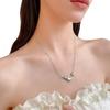Fashion Elegant Whale Pendant Necklace Silver Copper Clavicle Chain Niche Light Luxury Zircon Pendant Daily