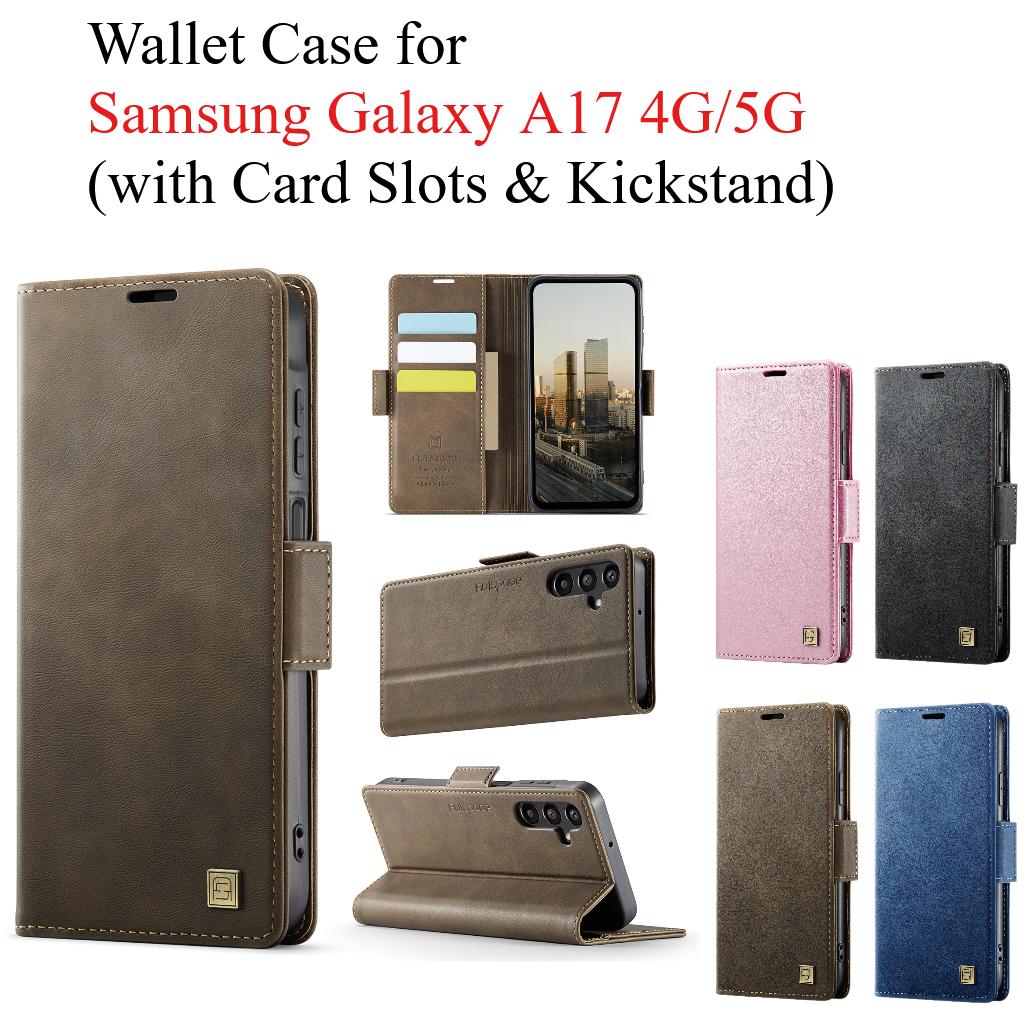For Samsung Galaxy A17 4G/5G Wallet Case with Card Slots & Kickstand, 360° Protection Leather Case
