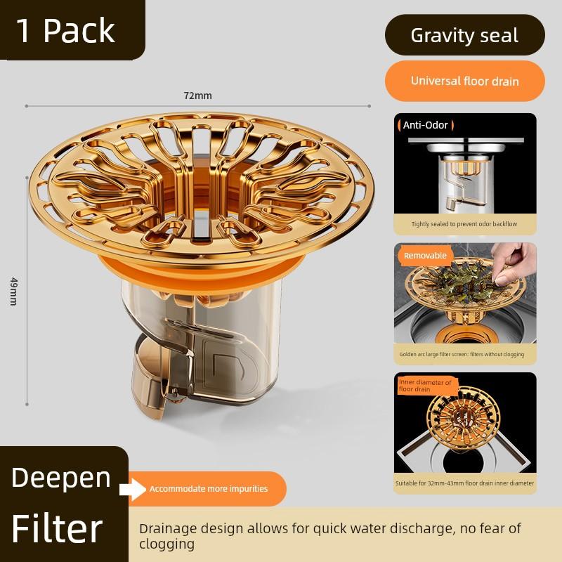 Floor Drain Deodorizer, Bathroom Sewer Sealing Cover, Toilet Anti-Odor Universal Inner Core, Anti-Insect and Anti-Odor Device